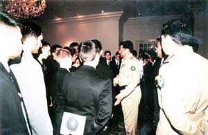 General Pervez Musharraf talking with the Experience Pakistan 2002 winners